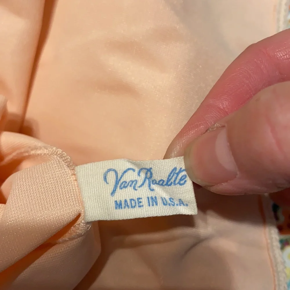 Van Roalte Pink long body Slip Vintage 50s silky Large 40 DuPont Nylon retro - Picture 5 of 8